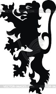 Heraldic lion vintage . Black white silhouette - vector clipart