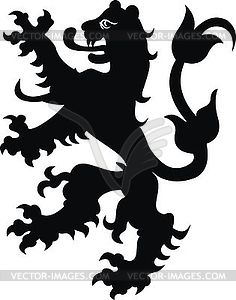Heraldic lion vintage . Black white silhouette - royalty-free vector clipart