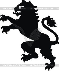 Heraldic lion vintage . Black white silhouette - vector image