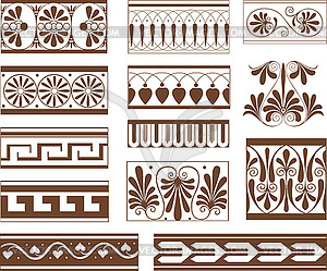 Set of ornamental pattern elements in Etruscan style - vector clip art