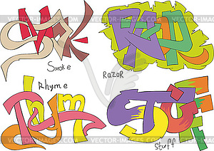 Smoke, razor, rhyme and stuff graffiti - vector image