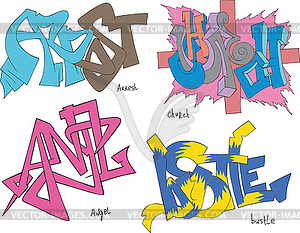 Arrest, church, angel and bustle graffiti - vector clipart