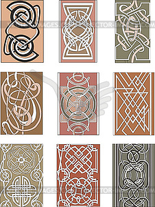 Set of vertical knot ornamental patterns - vector clip art