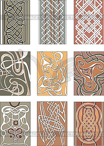 Set of vertical knot ornamental patterns - stock vector clipart