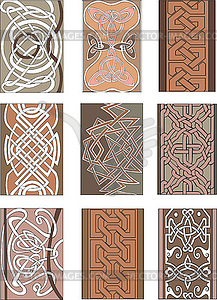 Set of vertical knot ornamental patterns - vector image