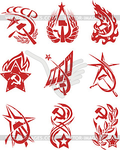 Набор красного цвета советской символики - векторное изображение EPS