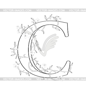 Буква C цветочный эскиз - рисунок в векторе