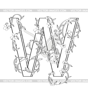 Letter W floral sketch - vector EPS clipart