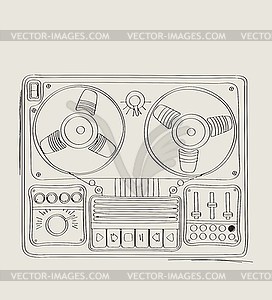 Tape recorder sketch - vector clipart