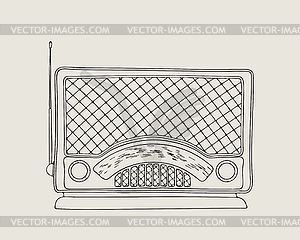 Vintage radio sketch - vector image