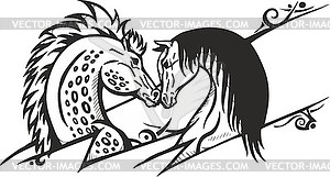 Two horses in love - vector clip art