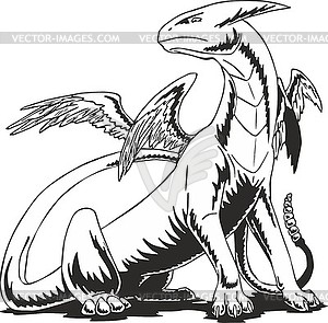 Four winged dragon monster - vector EPS clipart