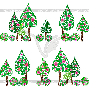 Retro Seamless Background with Trees - vector image