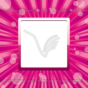 Pink square glitter frame with sunrays and white - vector clipart