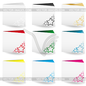 Set of file folders with bright colored pages and - vector clip art