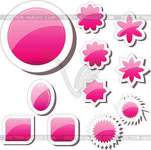 Set of pink glass gell buttons sticker tags - vector EPS clipart