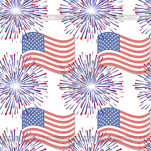 Abstract seamless background with USA flag - vector image