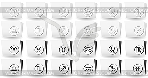 White folders with zodiac signs on covers - vector image
