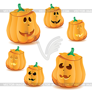 Set of halloween pumpkins with variations of - vector clip art