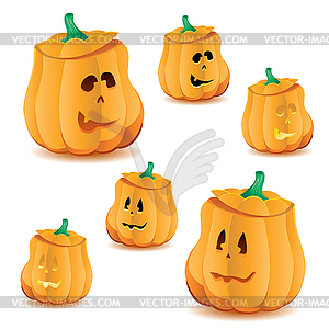 Set of halloween pumpkins with variations of - vector clipart