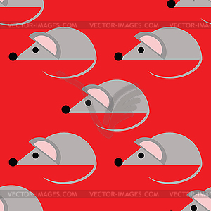 Simple seamless pattern with gray mouses on red - vector image