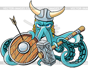 Octopus Viking - vector image