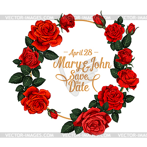 Flowers Frame For Wedding Save Date Vector Clipart