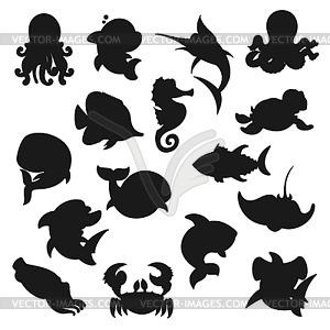 Underwater world sea fishes, ocean animals - vector clipart