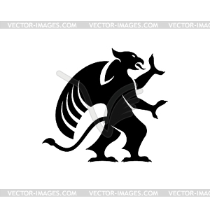 Griffin silhouette . black gryphon - vector clip art