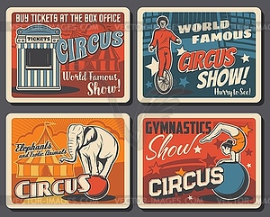 Большой топ цирковой праздник ярмарки винтажные плакаты - изображение в векторном формате