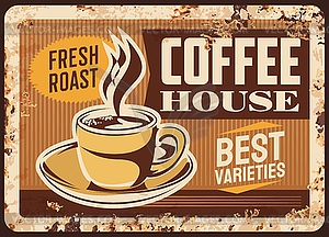 Rostige Metallplatte Der Dampfenden Kaffeetasse Vektor Clipart Vektor Bild