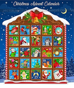 Christmas winter holiday advent calendar template - vector image