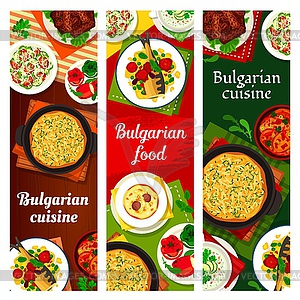 Bulgarian food cuisine menu dishes, meals banners - vector image