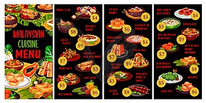 Malaysian cuisine menu meals, Asian food - vector clipart
