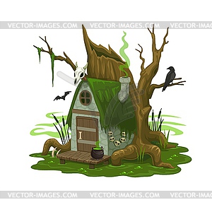 Fairy swamp house or dwelling of wizard or evil - color vector clipart