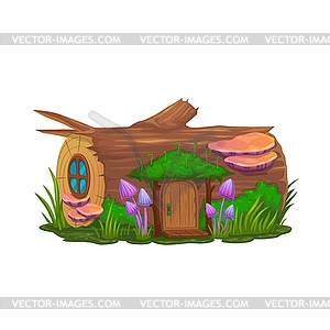 Cartoon stump house or dwelling of gnome, wizard - vector clipart