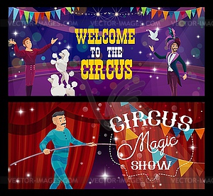 Shapito circus magician, trainer and rope walker - vector clipart / vector image