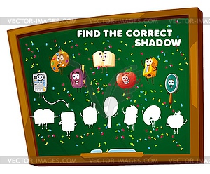 Find correct shadow game worksheet riddle - stock vector clipart