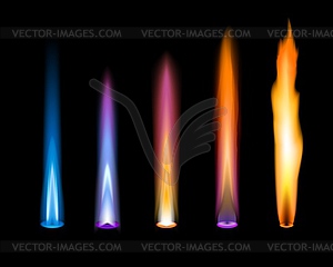 Color flames in chemical laboratory elements test - vector image