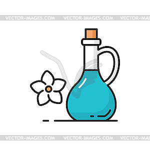 Beauty cosmetics bottle and flower icon - vector image