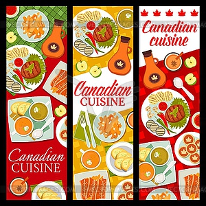 Canadian cuisine meals and dishes banners - vector clip art