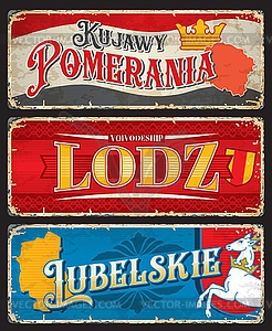 Lodz, Lubelskie, Kujawy Pomerania polish plates - vector clipart