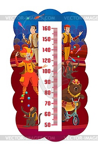 Kids height chart, shapito circus performers - vector clipart