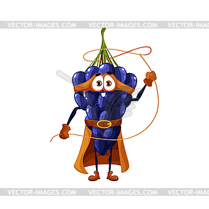 Cartoon grape cowboy superhero character - vector clipart / vector image