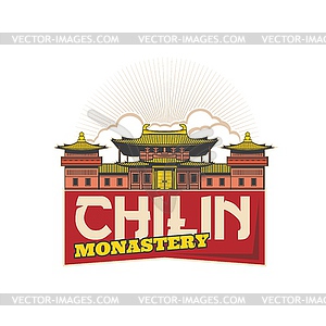 Chi Lin monastery, Hong Kong travel landmark icon - vector image