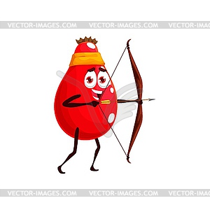 Cartoon rose hip or briar berry with bow, archer - vector image