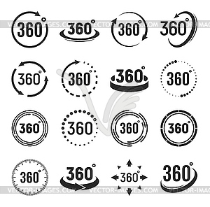 360 degrees camera rotate icons - stock vector clipart