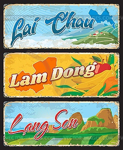Лай Чау, Лам Донг, Ланг Сон вьетнамские провинции - векторное графическое изображение