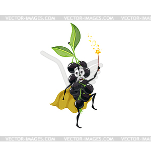 Bird cherry magician or wizard with magic wand - vector clip art