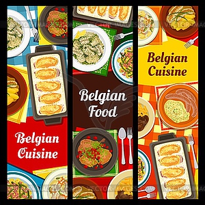 Belgian food restaurant meals banners - vector image